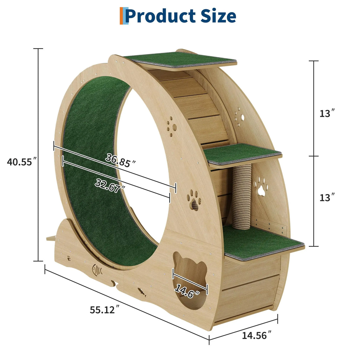 HiMiss Multifunctional Cat Exercise Wheel With Bowl Scratching Post