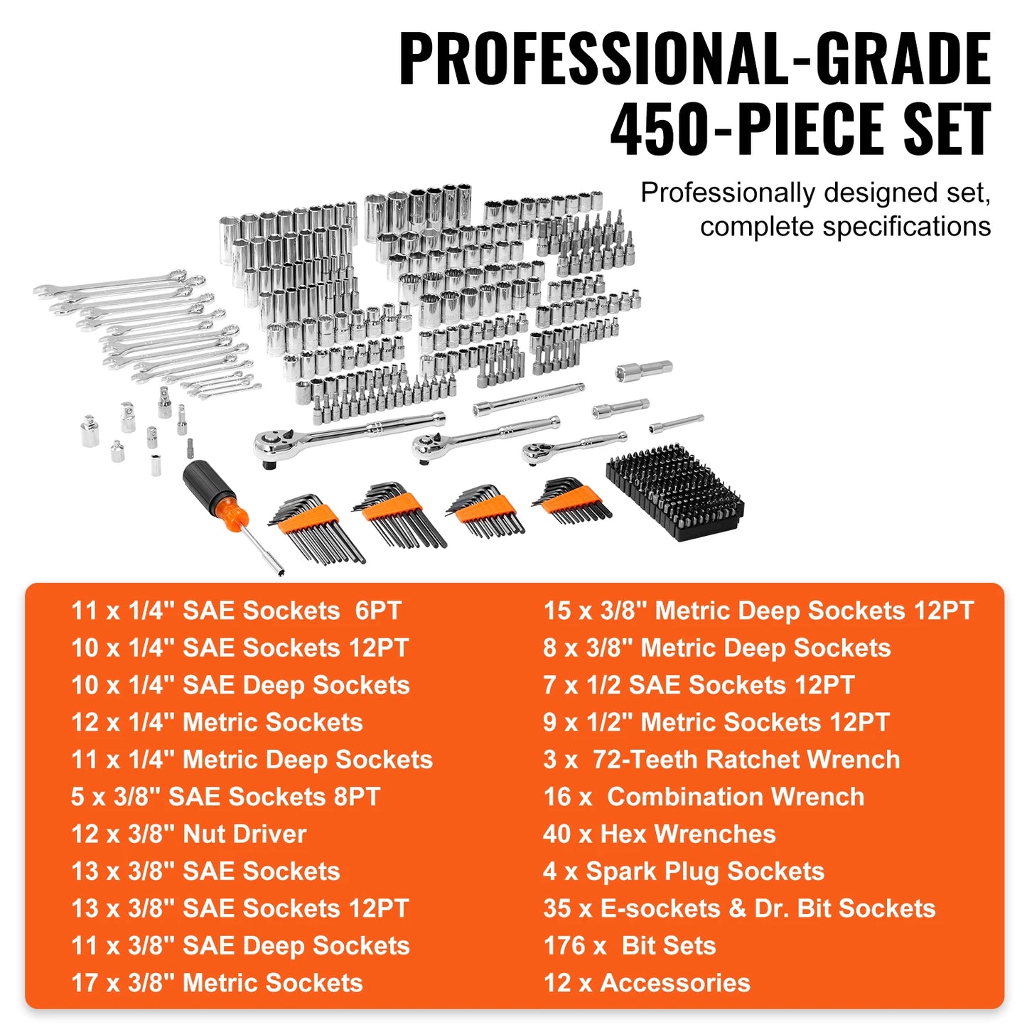SucceBuy Mechanics Tool Set And Socket Set 450 Pieces