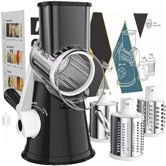 SHFY Stainless Steel Rotary Drum Grater 3 In 1 Slicer