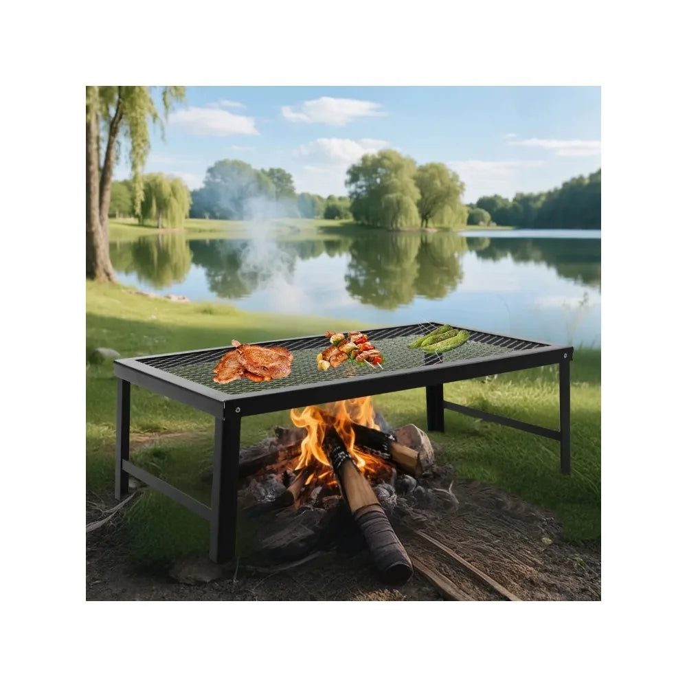 Bymaocar Folding Portable Campfire Grill With Rustproof Iron Frame