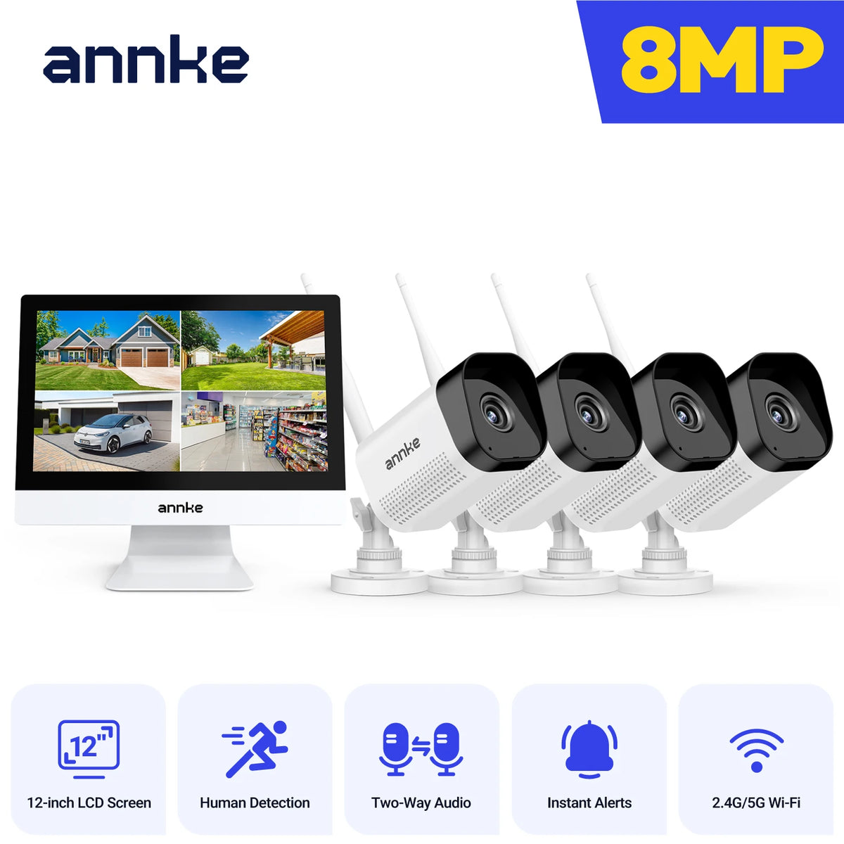 ANNKE 4K Wireless Security Camera System With Two Way Audio