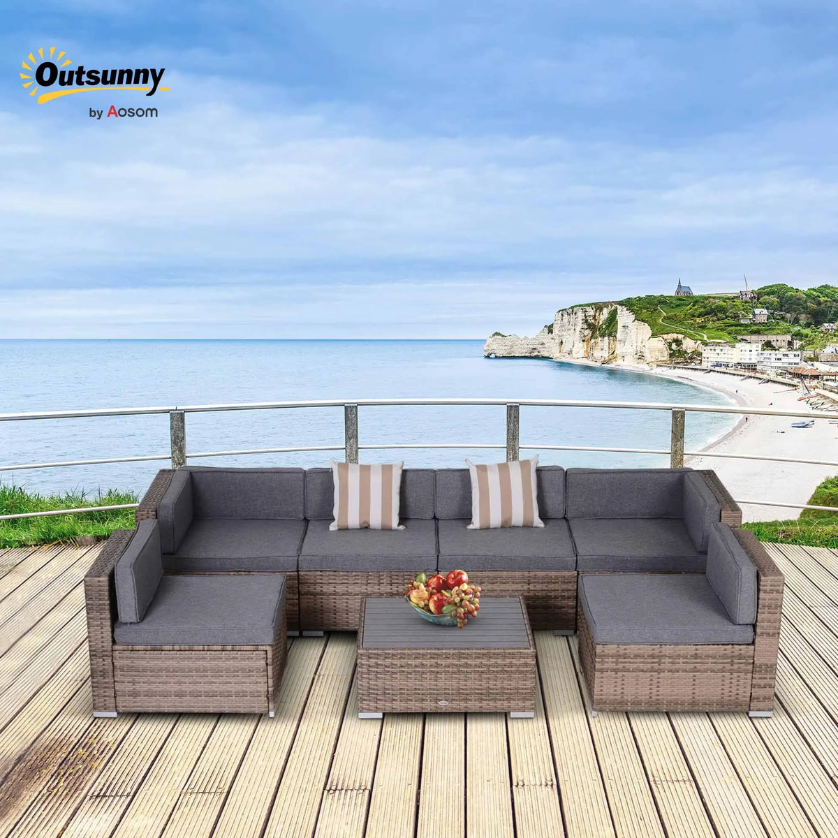 Outsunny Modular Rattan Outdoor Sectional Sofa Lounge Set