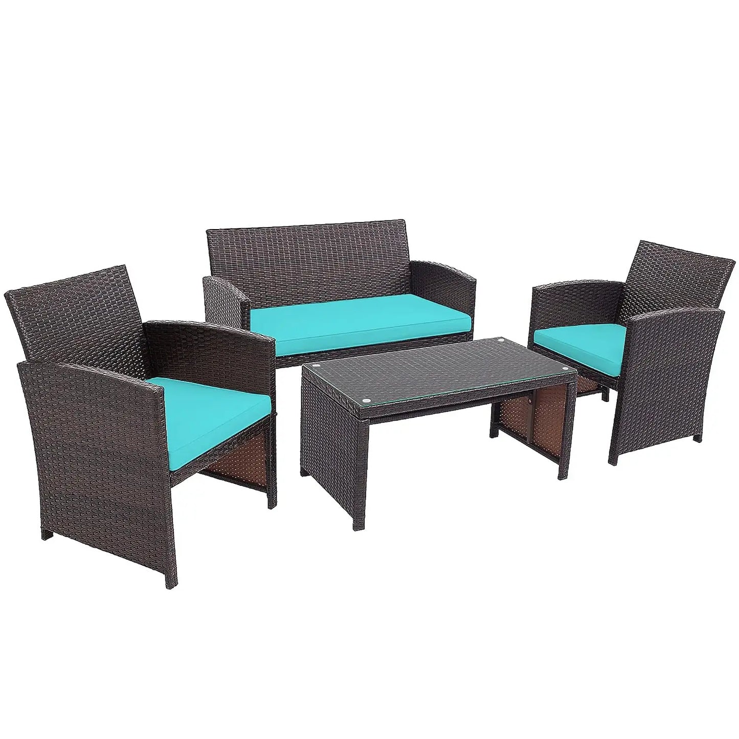 Wicker Patio Furniture Set Outdoor PE Rattan 4 Piece Conversation