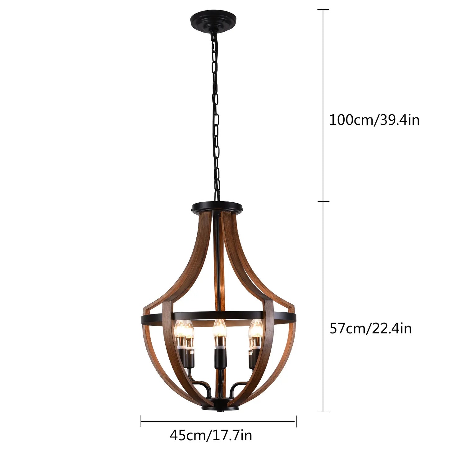 Natural Wood Modern Rustic Pendant Light Fixture