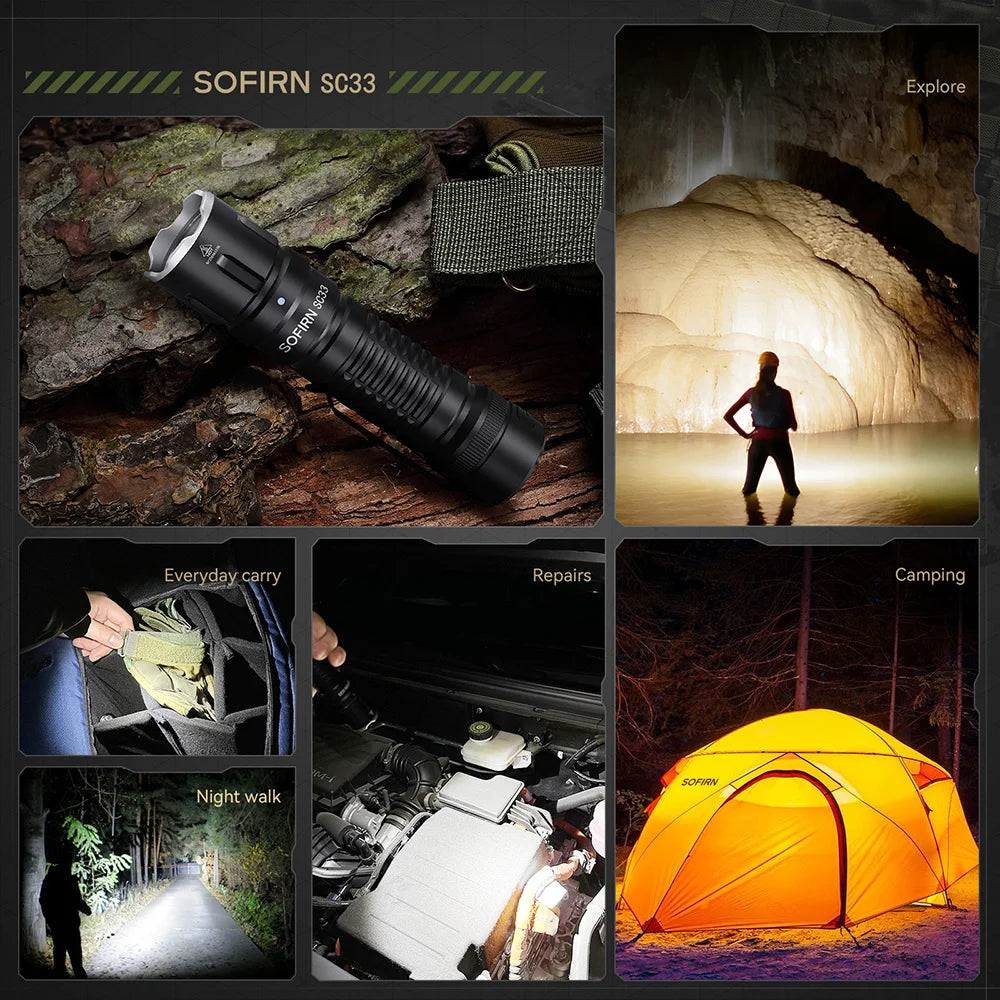 Sofirn SC33 XHP70.3 HI Rechargeable Tactical LED Searchlight Flashlight