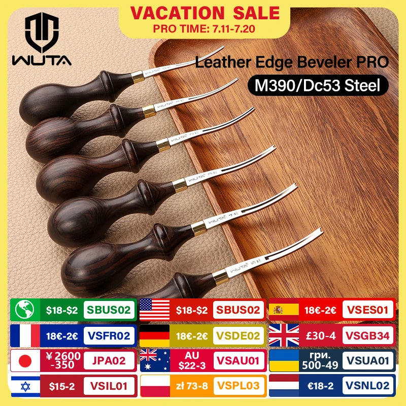 WUTA Leather Edge Beveler Pro Skiving Tool M390 DC53 Handle