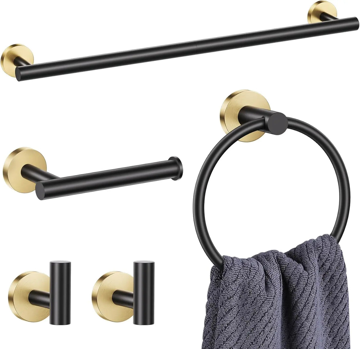 Stainless Steel Wall Mounted Bathroom Hardware Set With Rack