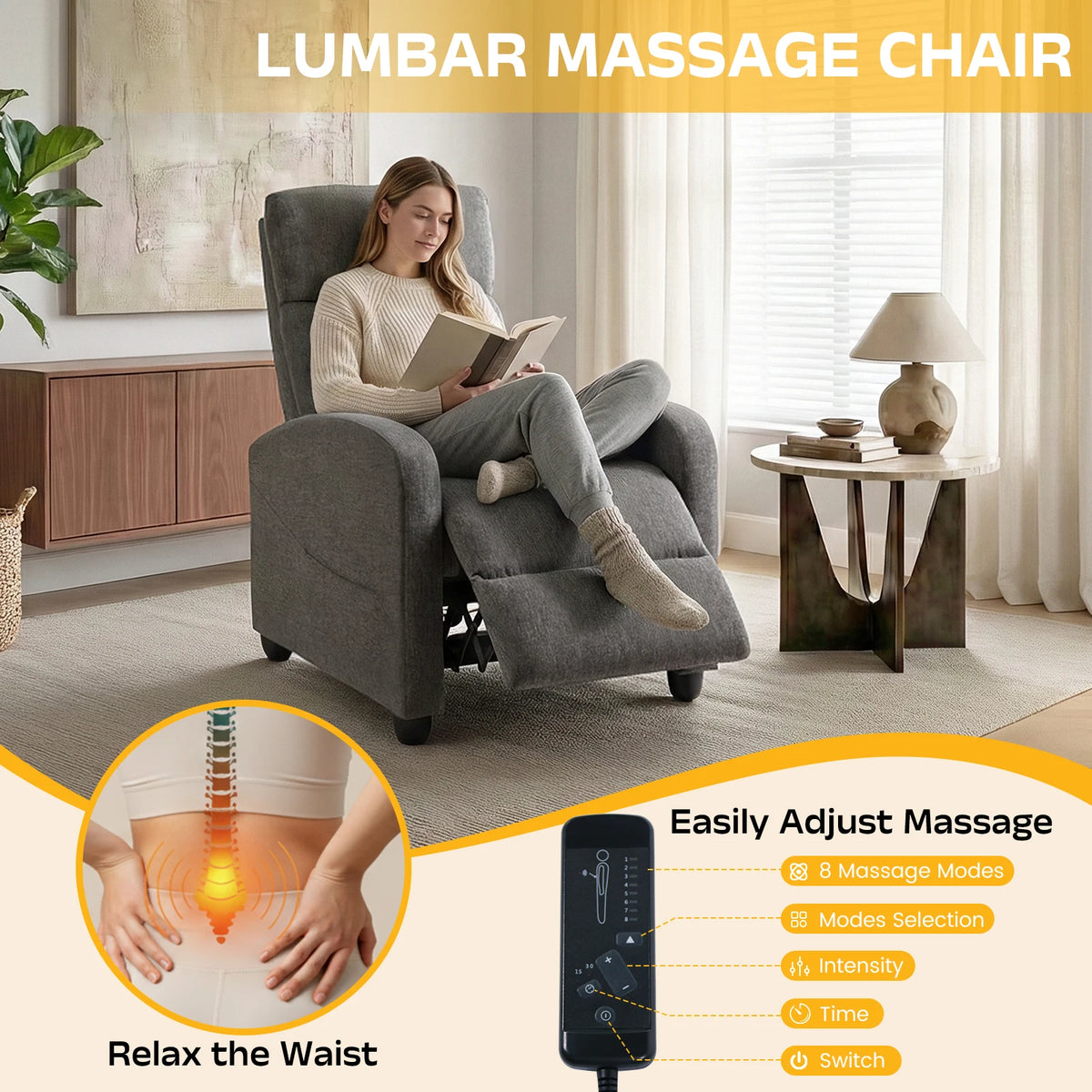 MCQ Recliner Sofa With Lumbar Support For Living Room