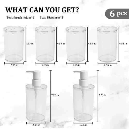Hanmart Bathroom Accessory Set Soap Dispenser Toothbrush Holder
