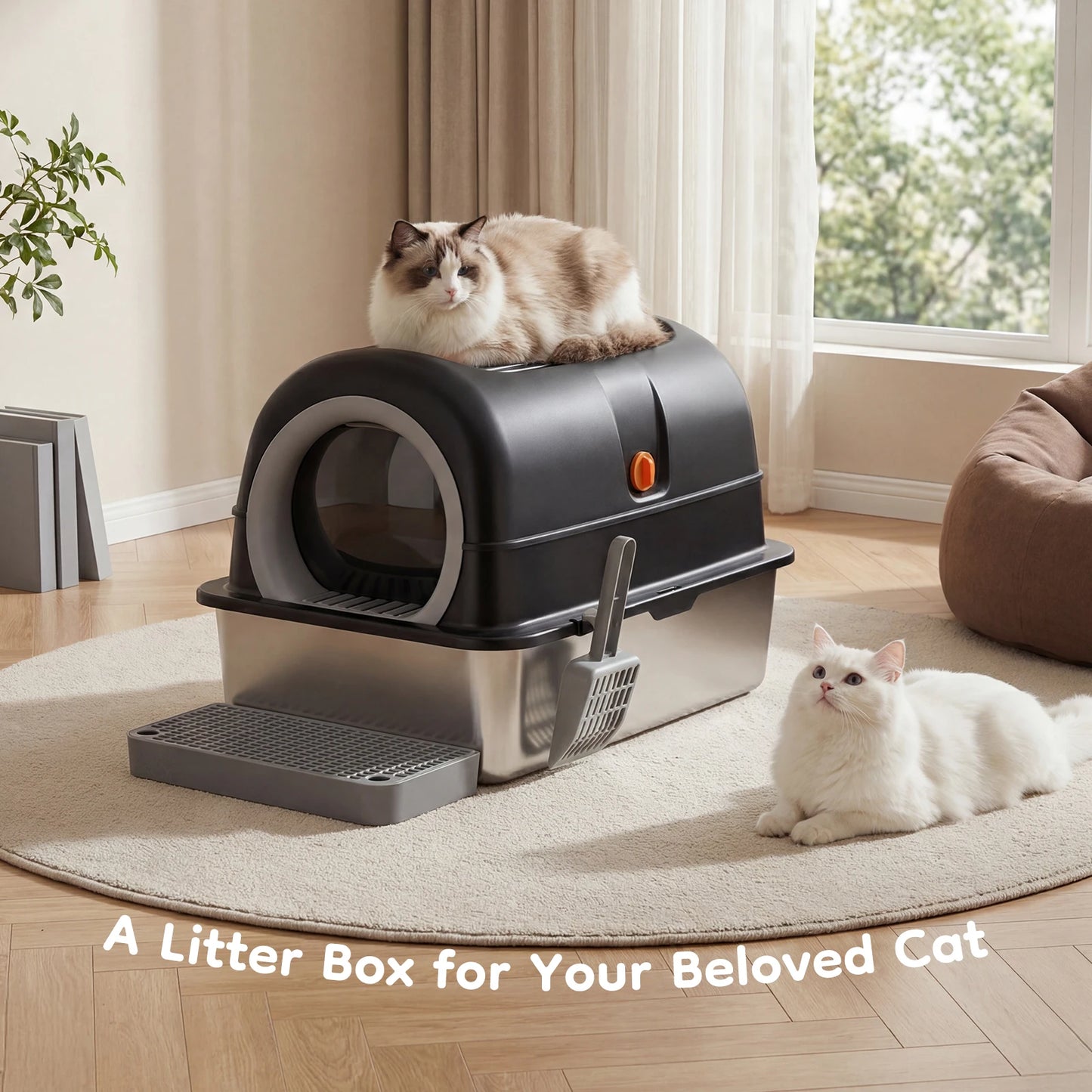 Stainless Steel Cat Litter Box Fully Enclosed For Cats