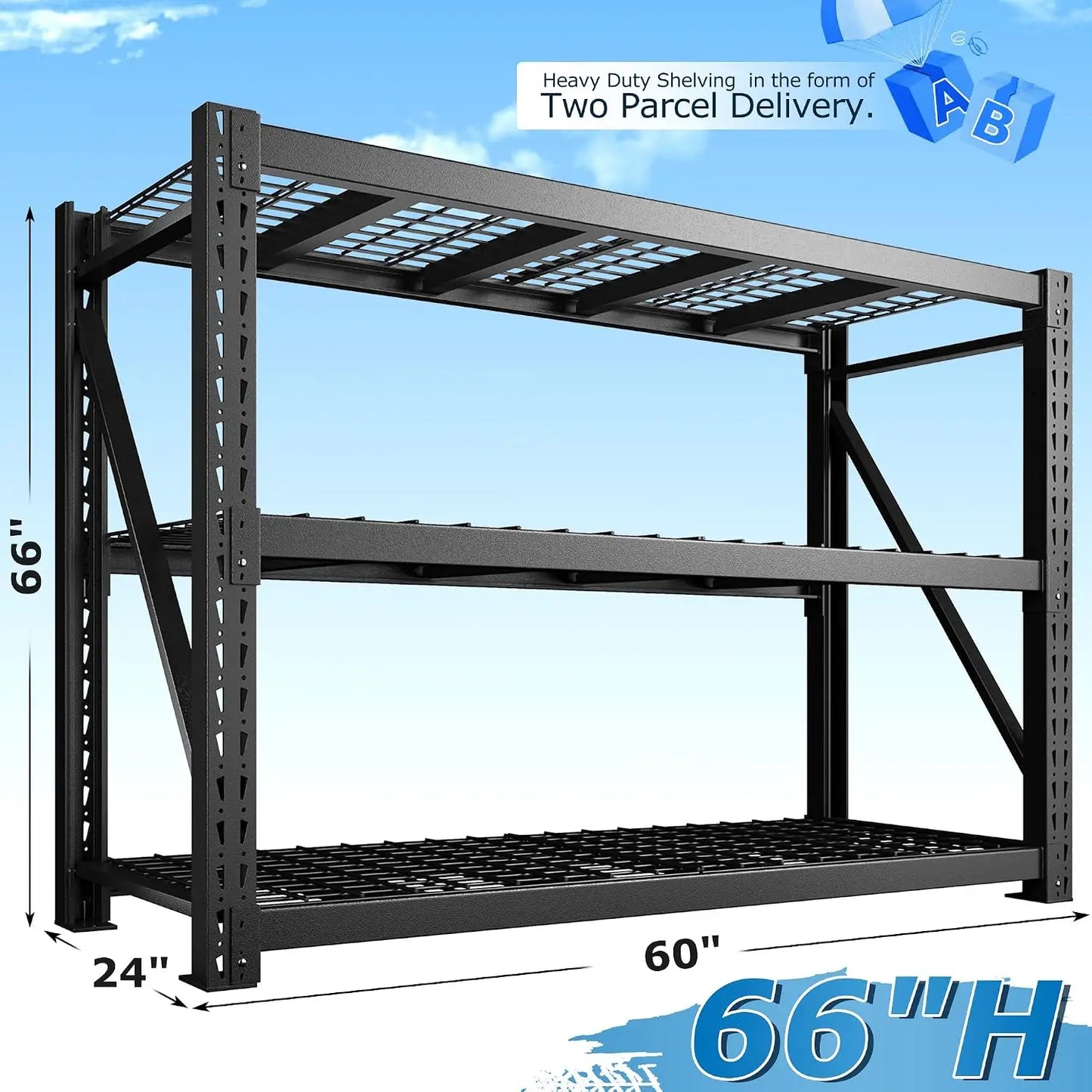 ZHILU Heavy Duty Garage Shelving 3 Tier Industrial Storage