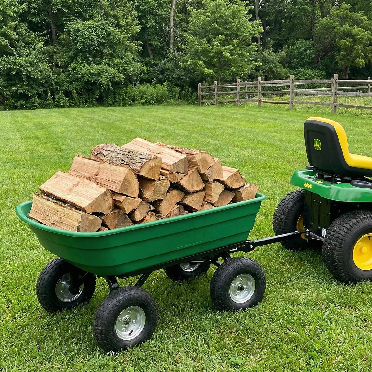 HiMISS Heavy Duty Four Wheel Garden Dump Utility Cart