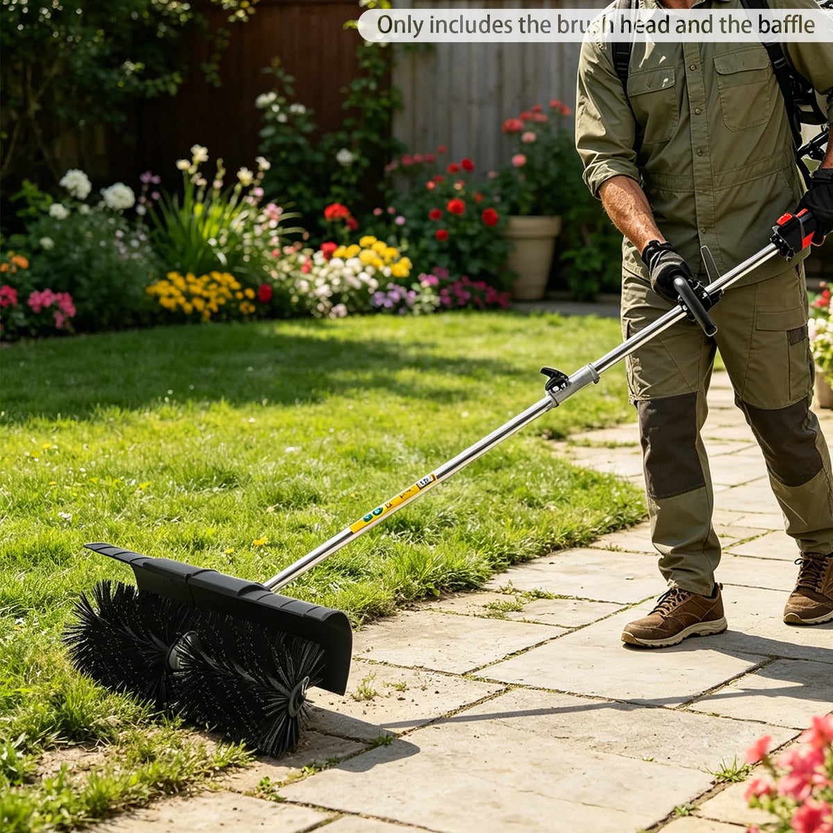 Manual Power Broom Brush Head With Debris Baffle for Sweeping