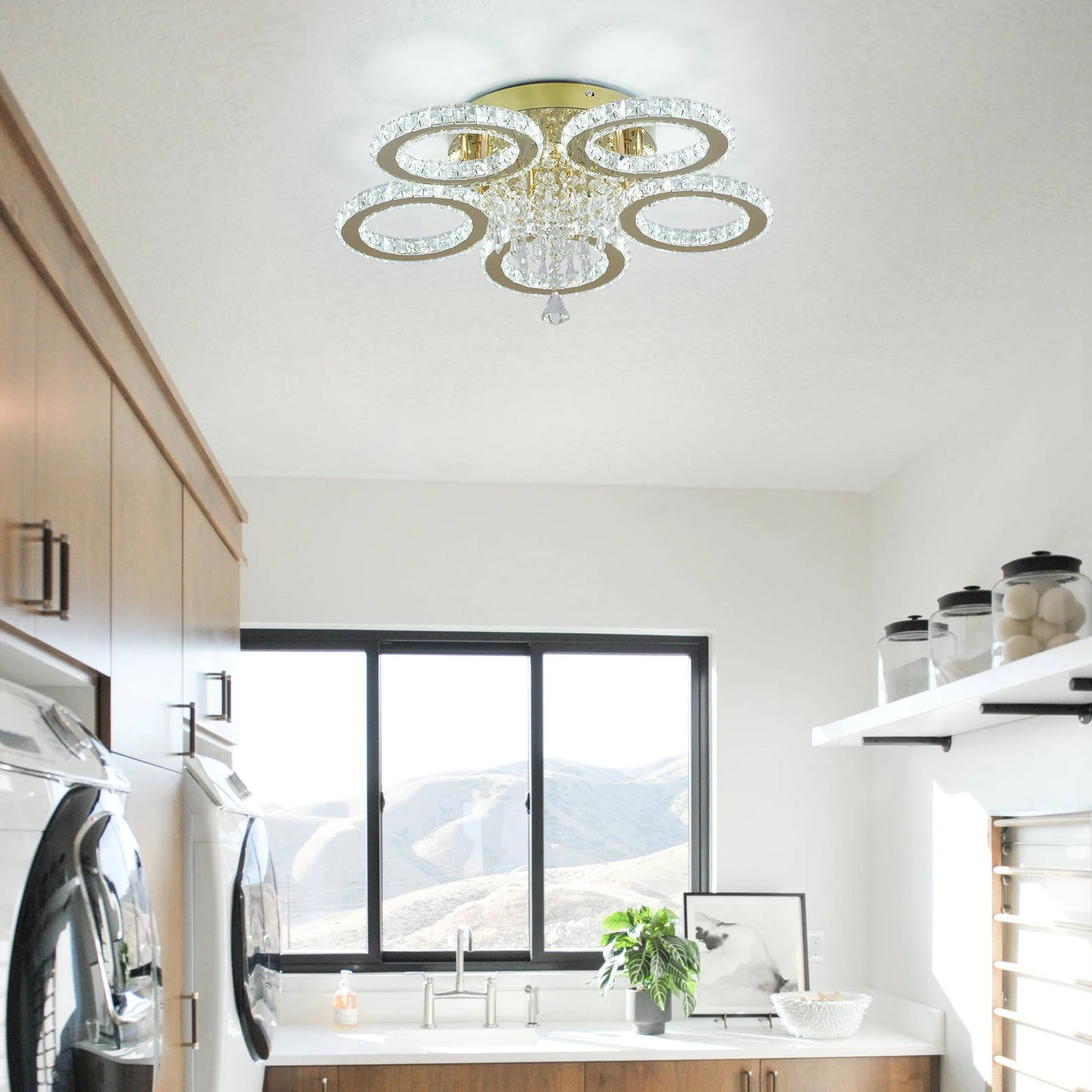 VETRULUS Crystal LED Ceiling Light Chandelier for Living Room Dining