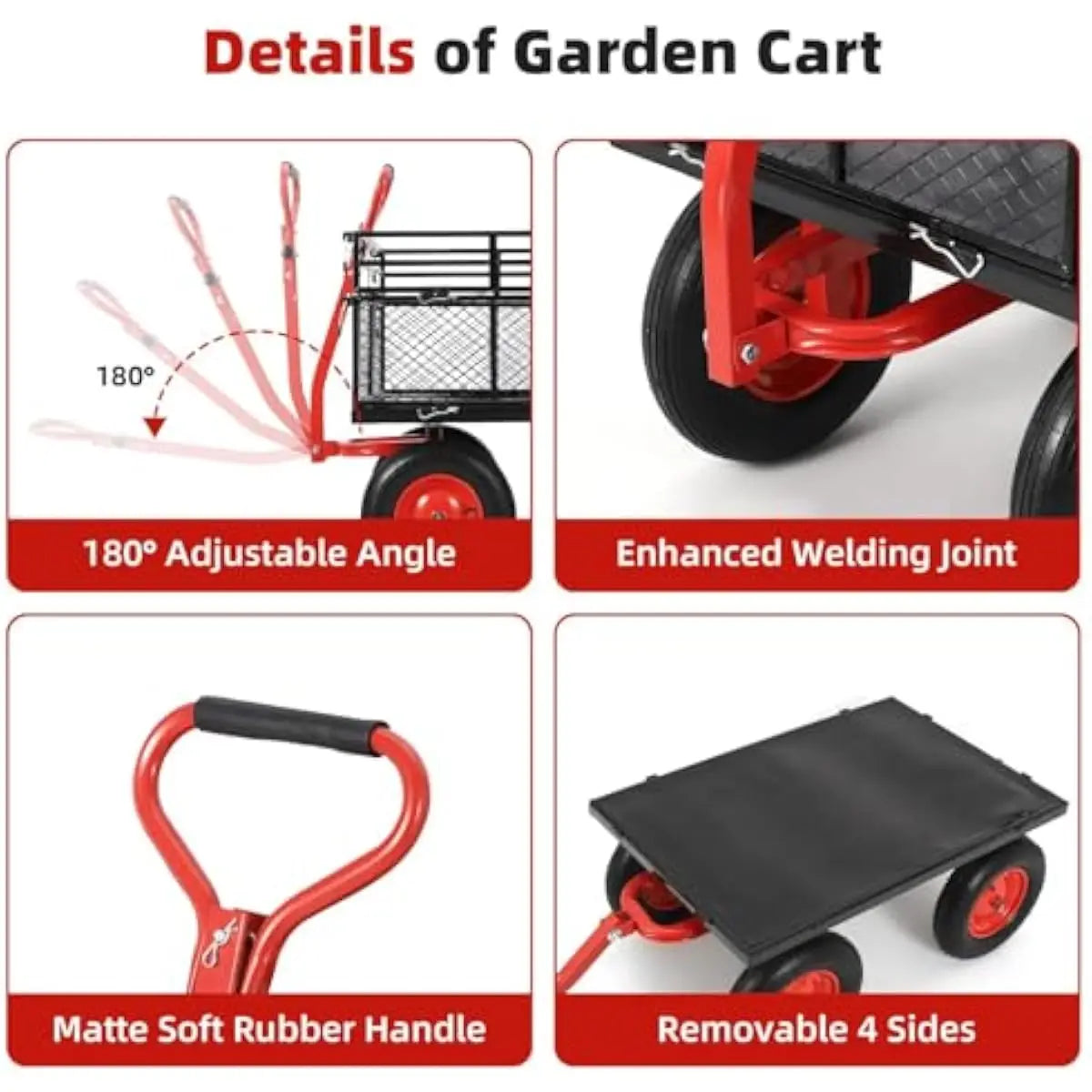 Heavy Duty Steel Garden Cart With Removable Mesh Sides