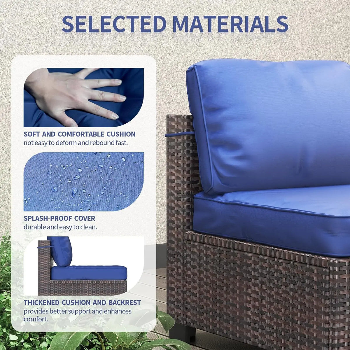 HiMISS Modular PE Rattan Outdoor Sectional Conversation Sofa Set