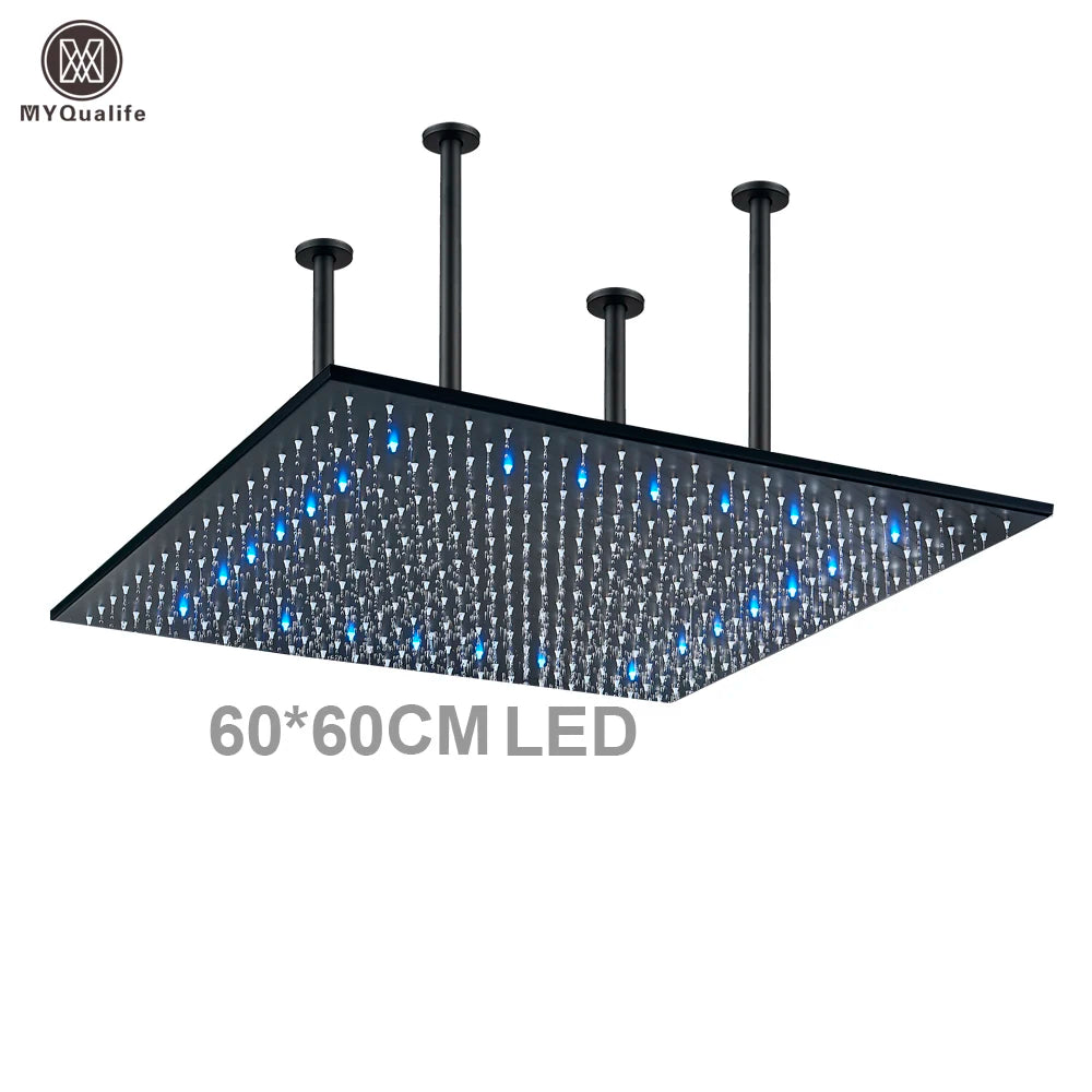 MYQualife LED Rainfall Shower Head Ceiling Mounted