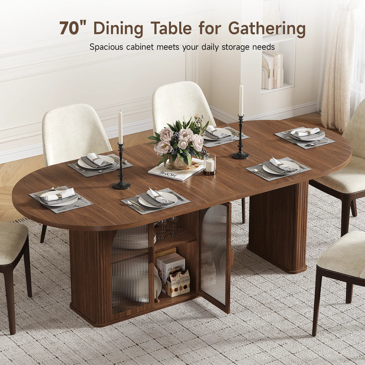 Onbrill Modern Oval Dining Table Featuring Integrated Led Lighting