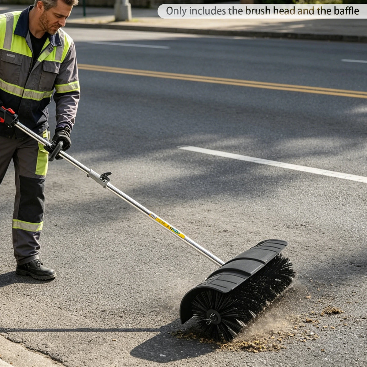 Manual Power Broom Brush Head With Debris Baffle for Sweeping