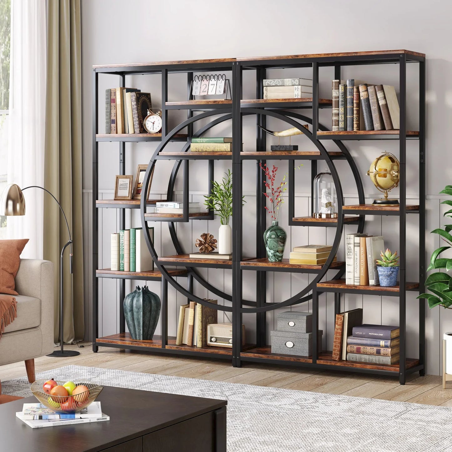 Tribesigns Industrial 5 Tier Etagere Bookshelf Freestanding Organizer