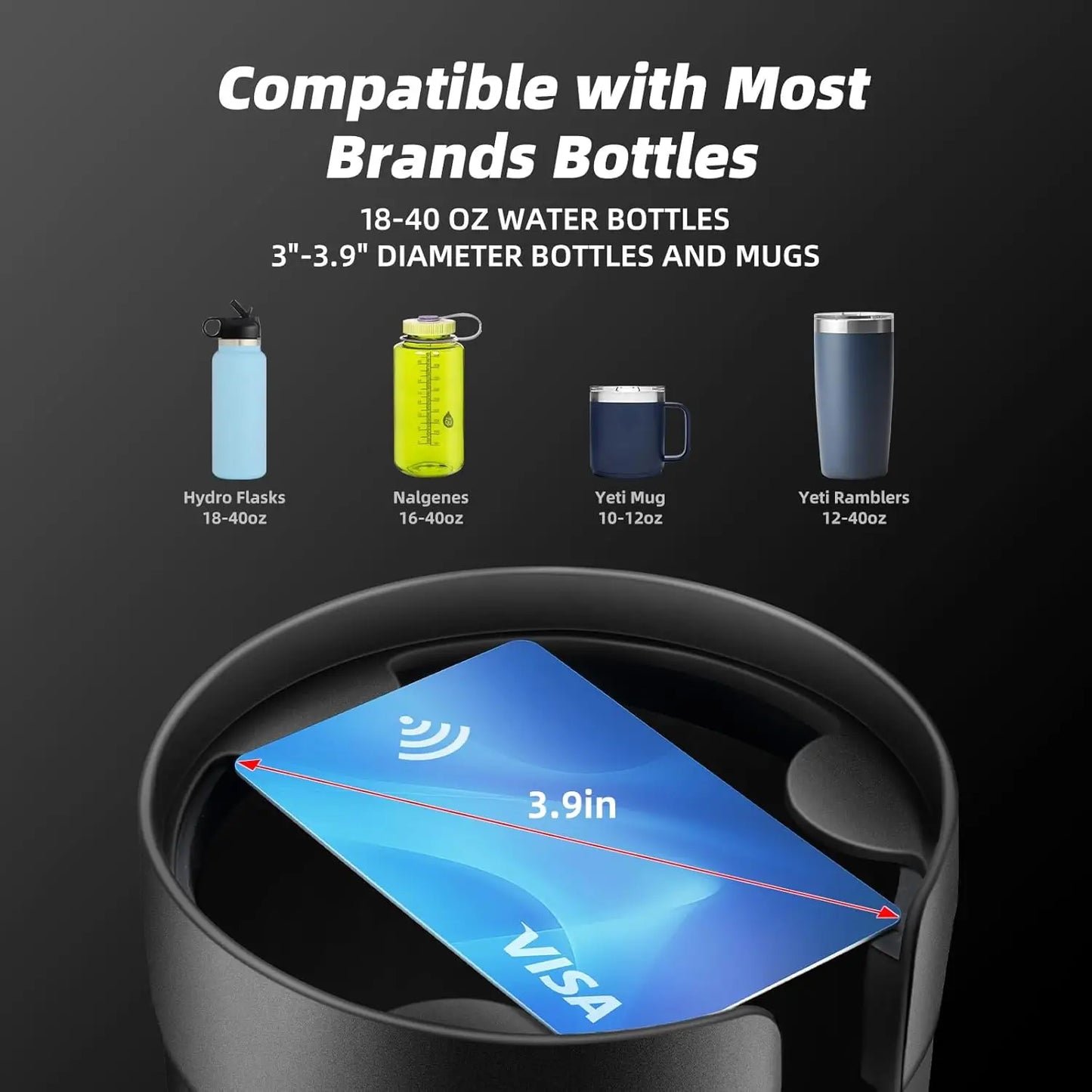 Car Cup Holder Expander With Adjustable Base For Bottles