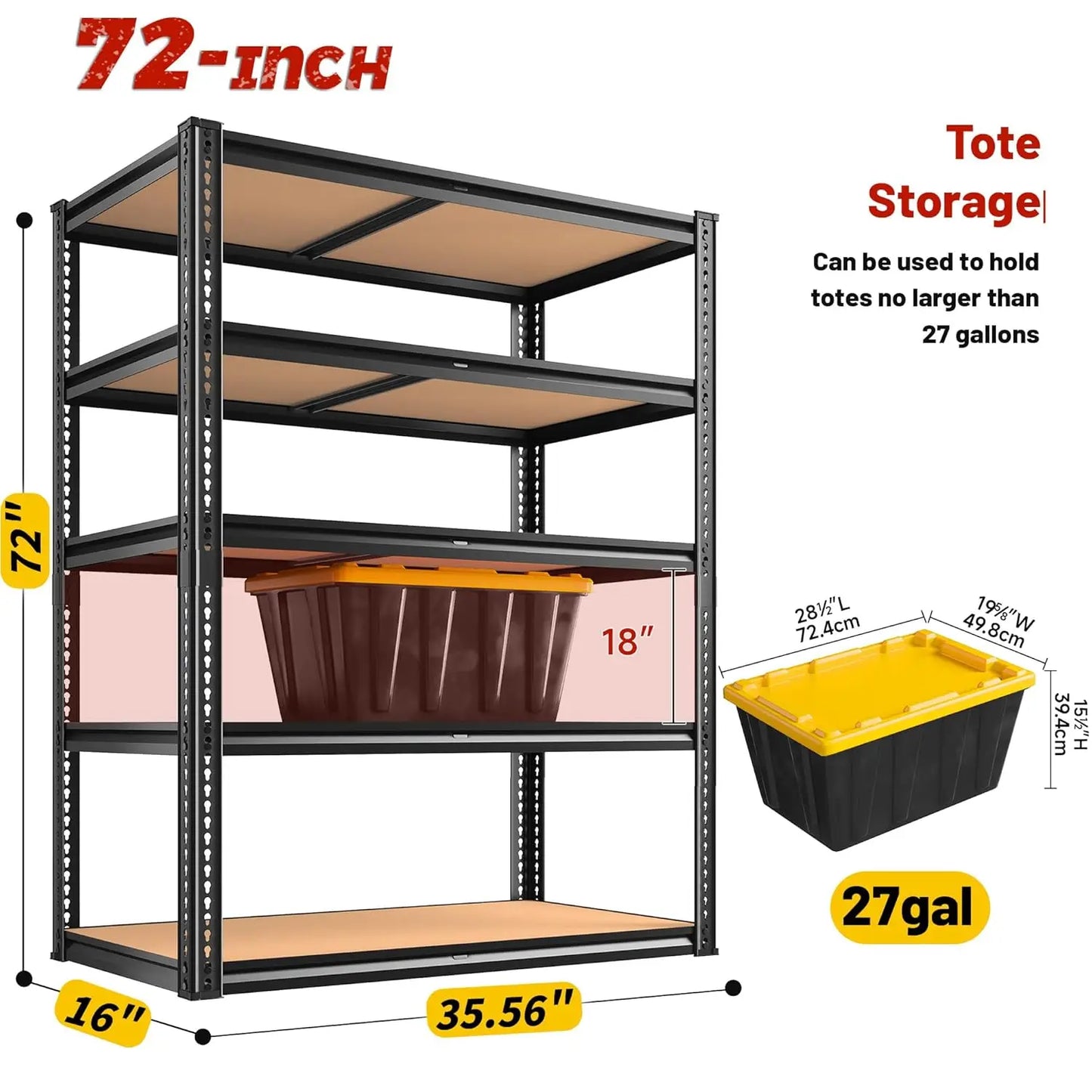 ZHILU 5 Tier Adjustable Heavy Duty Garage Shelving Unit