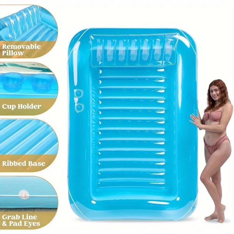 Joyfy Inflatable Pool Lounger Float With Pillow Sunbathing Bed