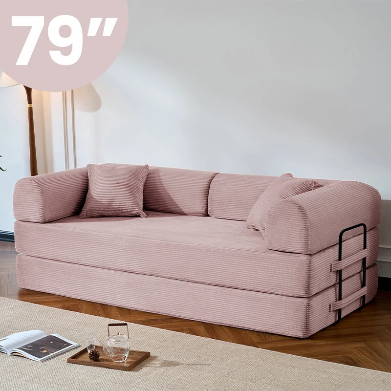 Corduroy Upholstered Convertible Sofa Bed Loveseat Sleeper Living Room