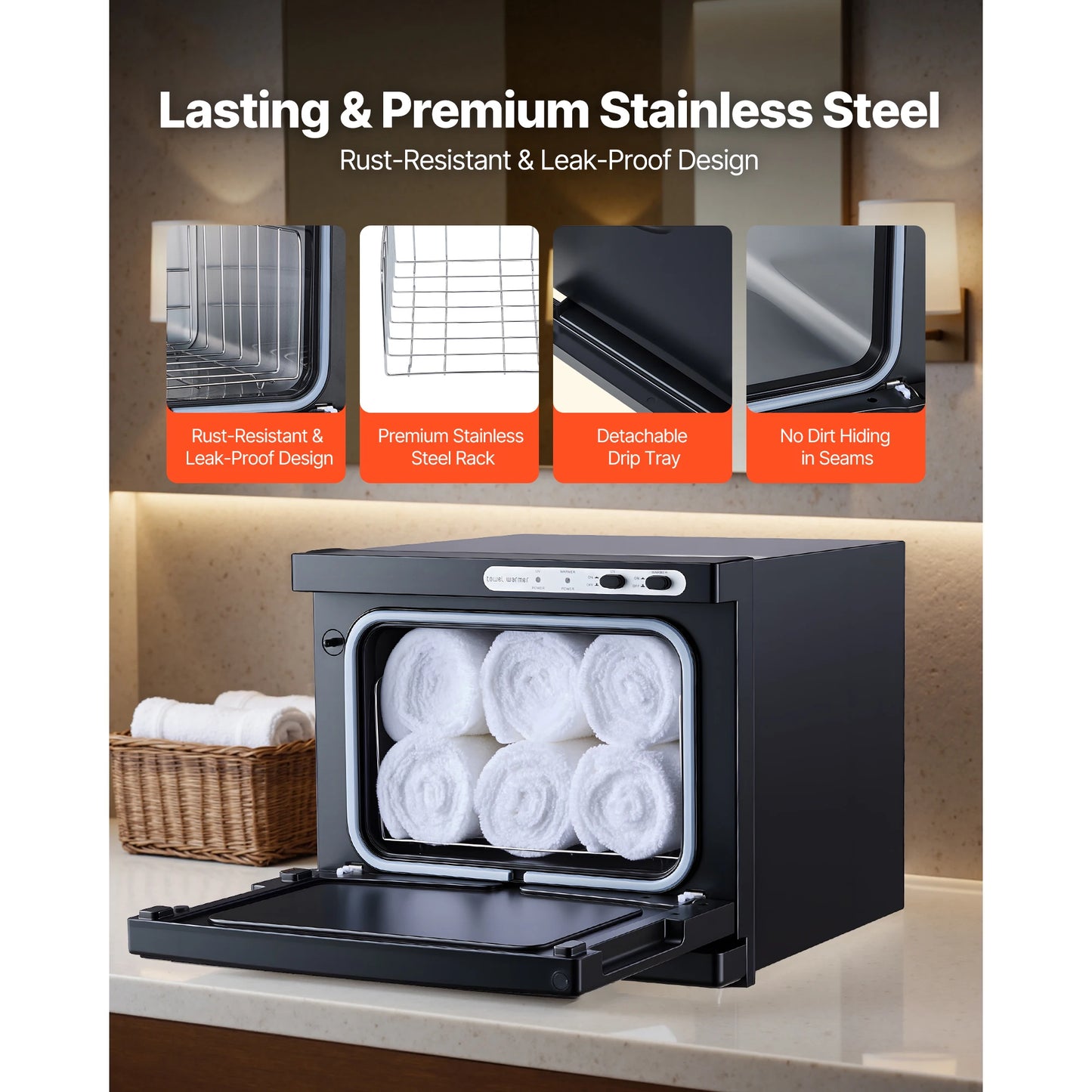 SucceBuy Hot Towel Warmer Cabinet Stainless Steel Rack For Spa