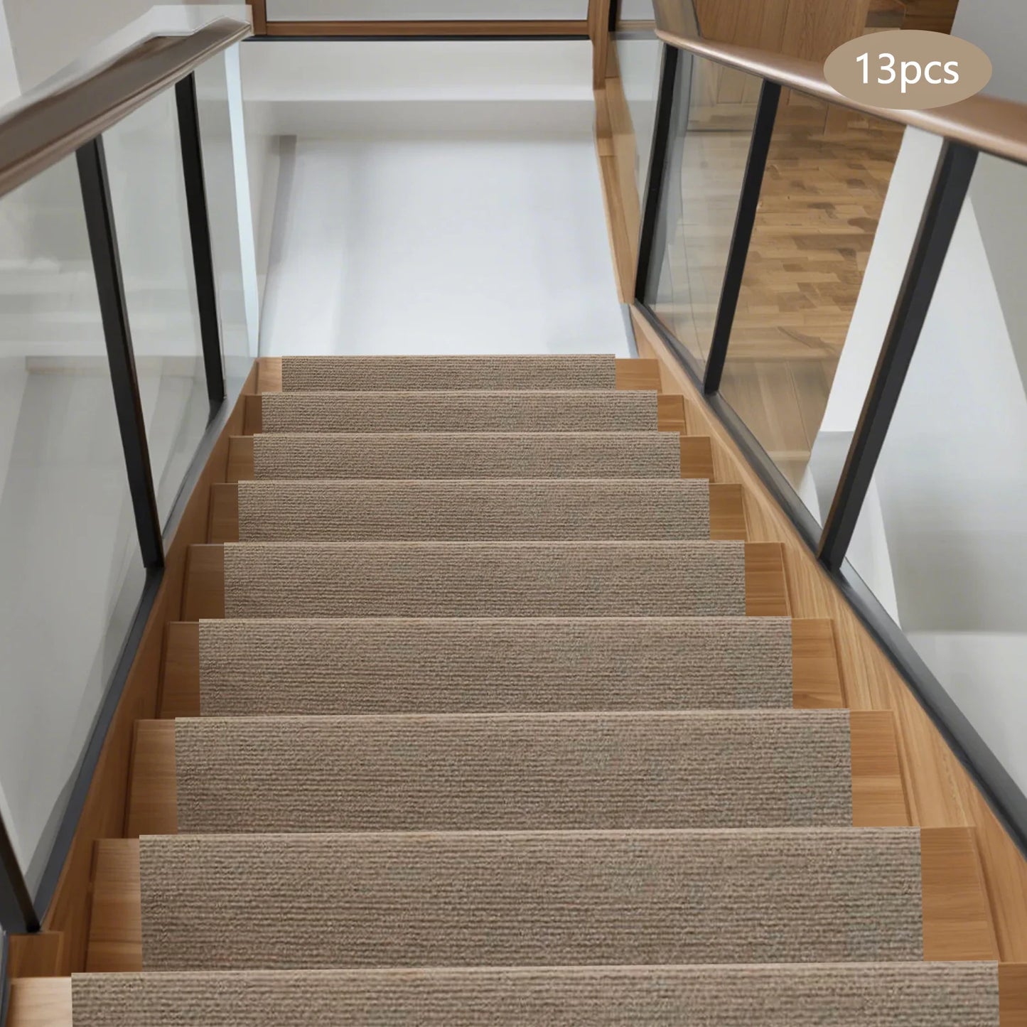 Bymaocar 13Pcs Carpet Stair Treads Mat Non Slip Hallway Protector