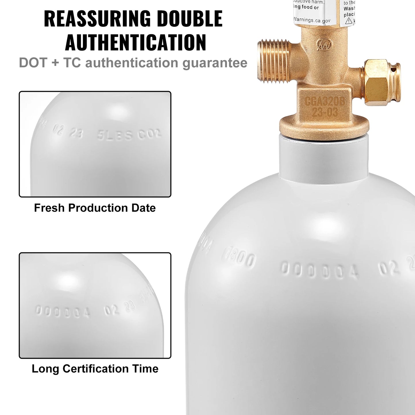 SucceBuy Aluminum CO2 Tank CGA320 Valve Gas Cylinder