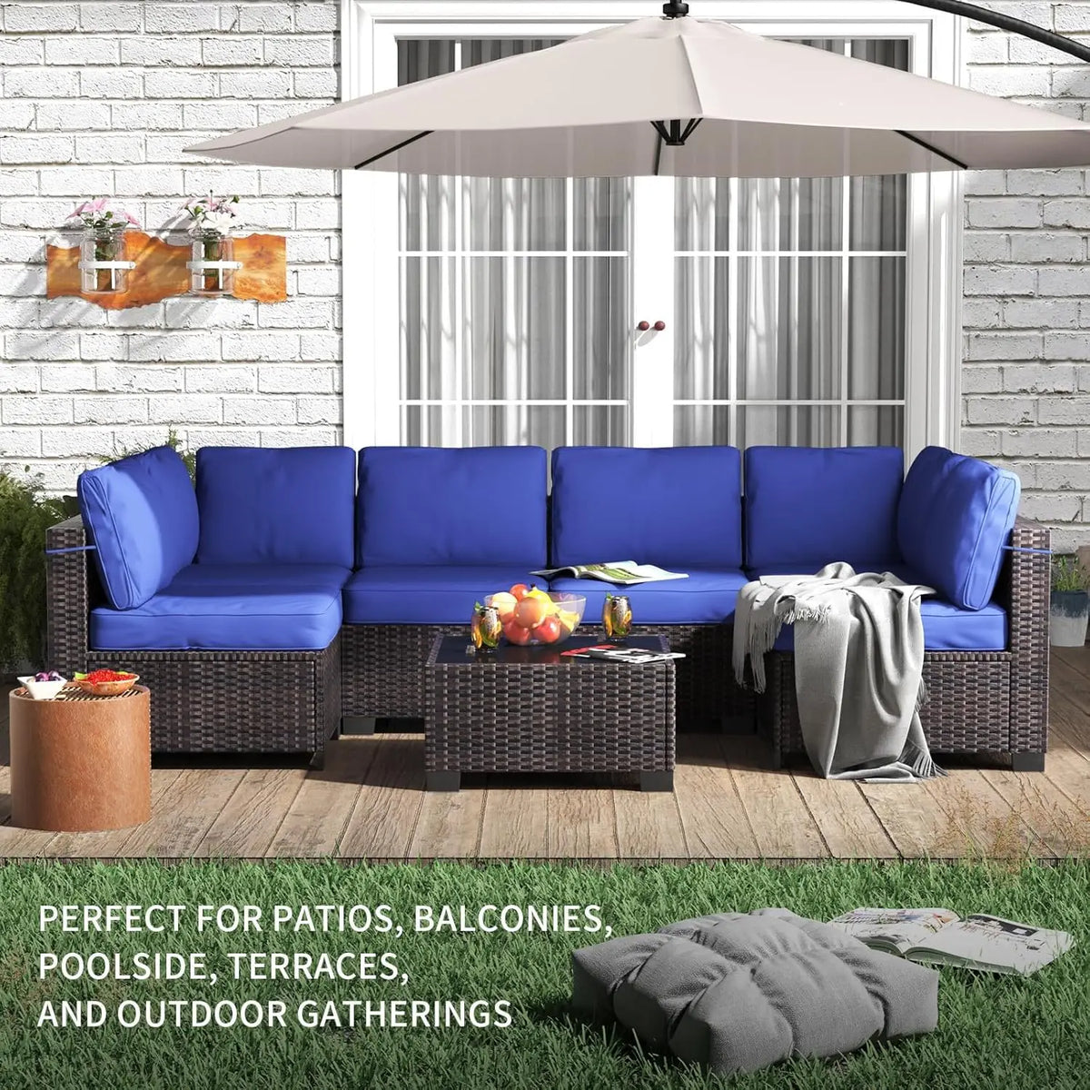 HiMISS Modular PE Rattan Outdoor Sectional Conversation Sofa Set