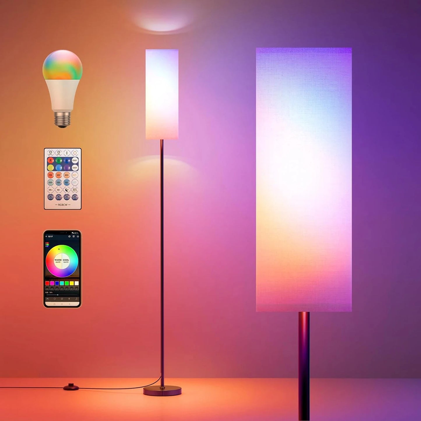 Modern Solar Floor Lamp Standing Light With Switch
