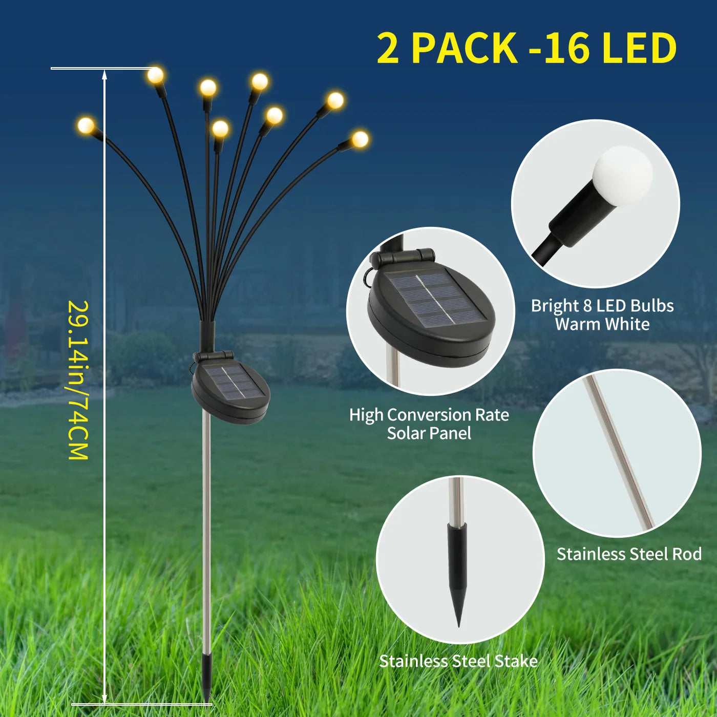 Solar Firefly Lights LED Outdoor Garden Decorative Waterproof Lights