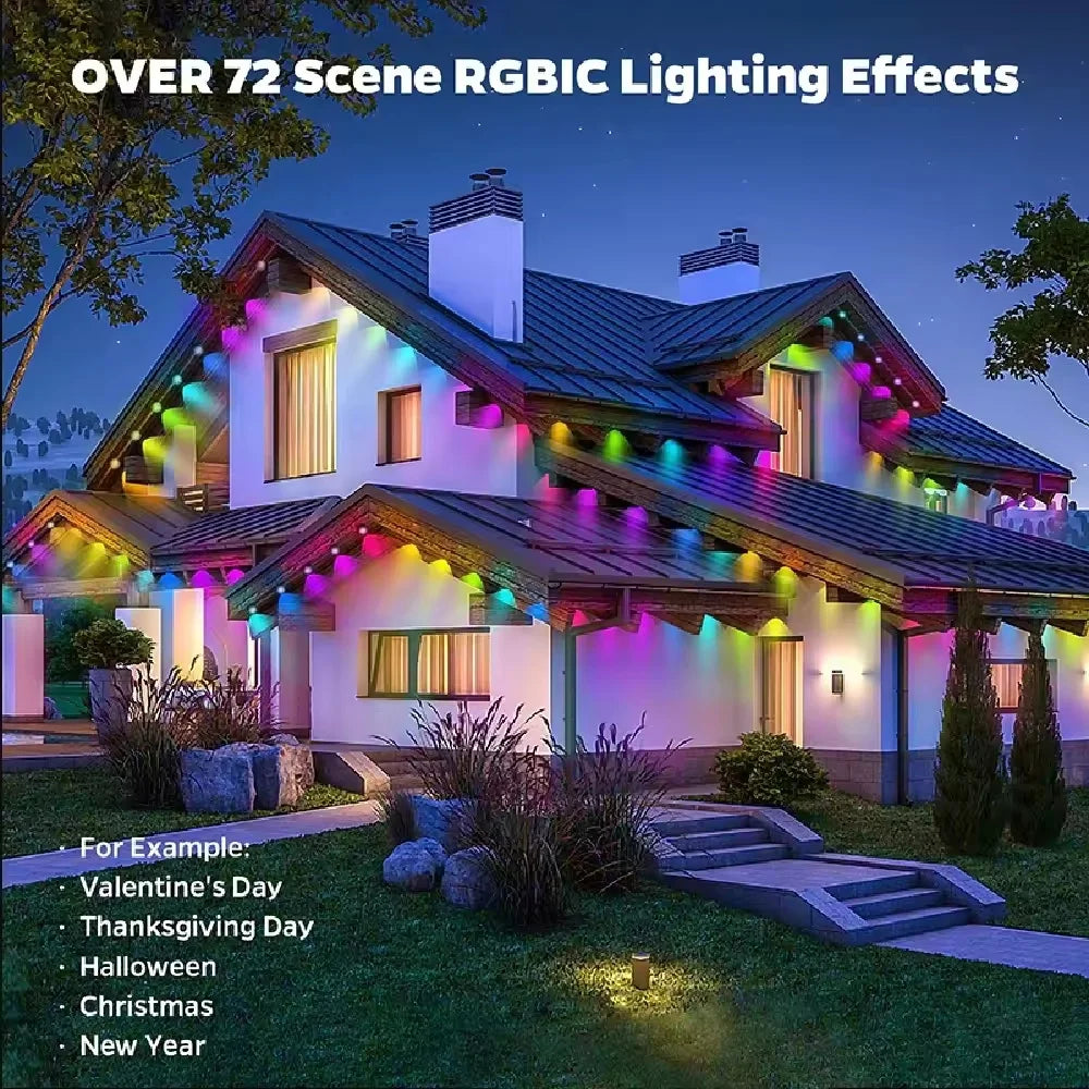 Smart Outdoor Eaves Light String With App Music Sync Control