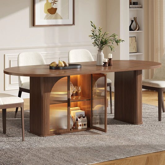 Onbrill Modern Oval Dining Table Featuring Integrated Led Lighting