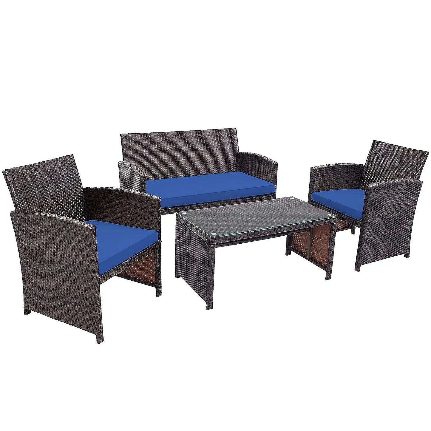 Wicker Patio Furniture Set Outdoor PE Rattan 4 Piece Conversation