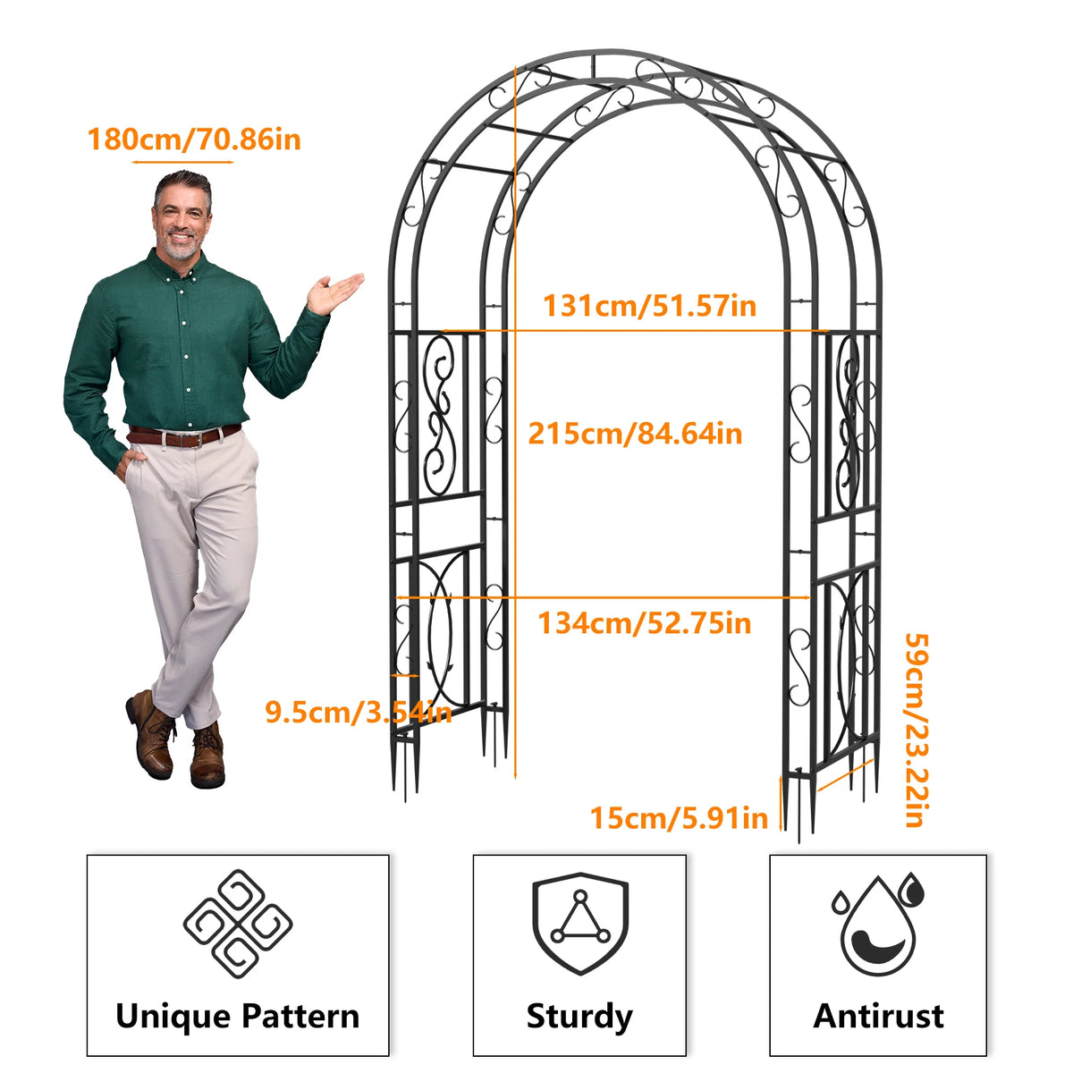 Heavy Duty Metal Garden Arbor Climbing Plant Arch Trellis