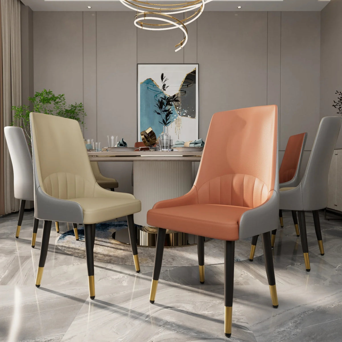 Modern Dining Chairs Set Of Two With Upholstered Cushion Seats
