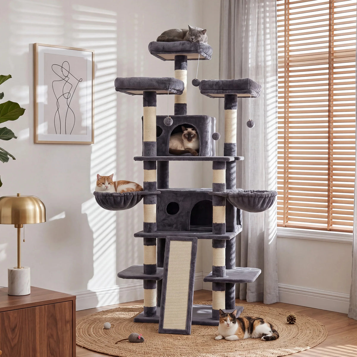 FOOWIN Multi Level Cat Tree Tower With Condos And Scratching Post