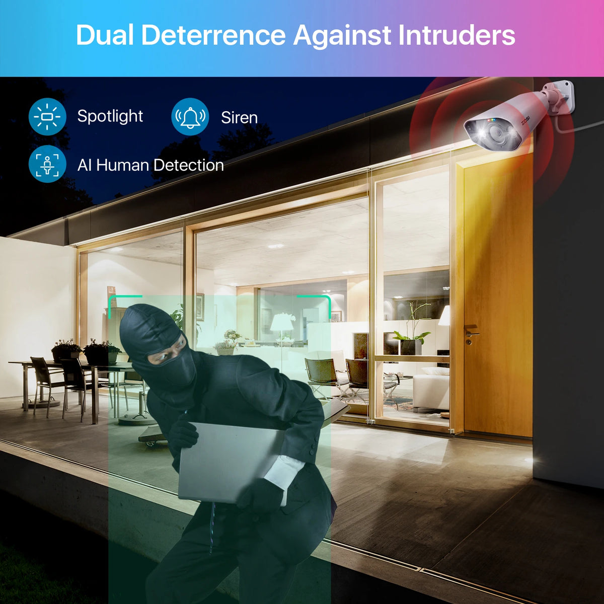 ZOSI PoE Security Camera Two Way Audio And Night Vision