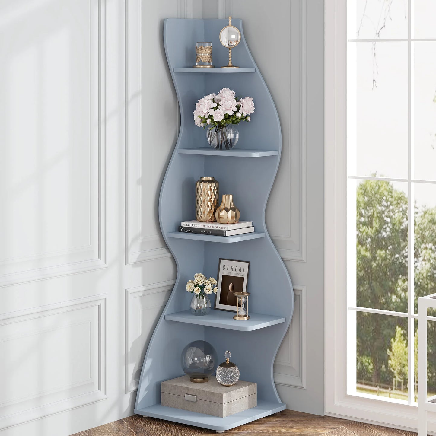 Tribesigns Five Tier Corner Shelf Wall Bookcase Plant Stand