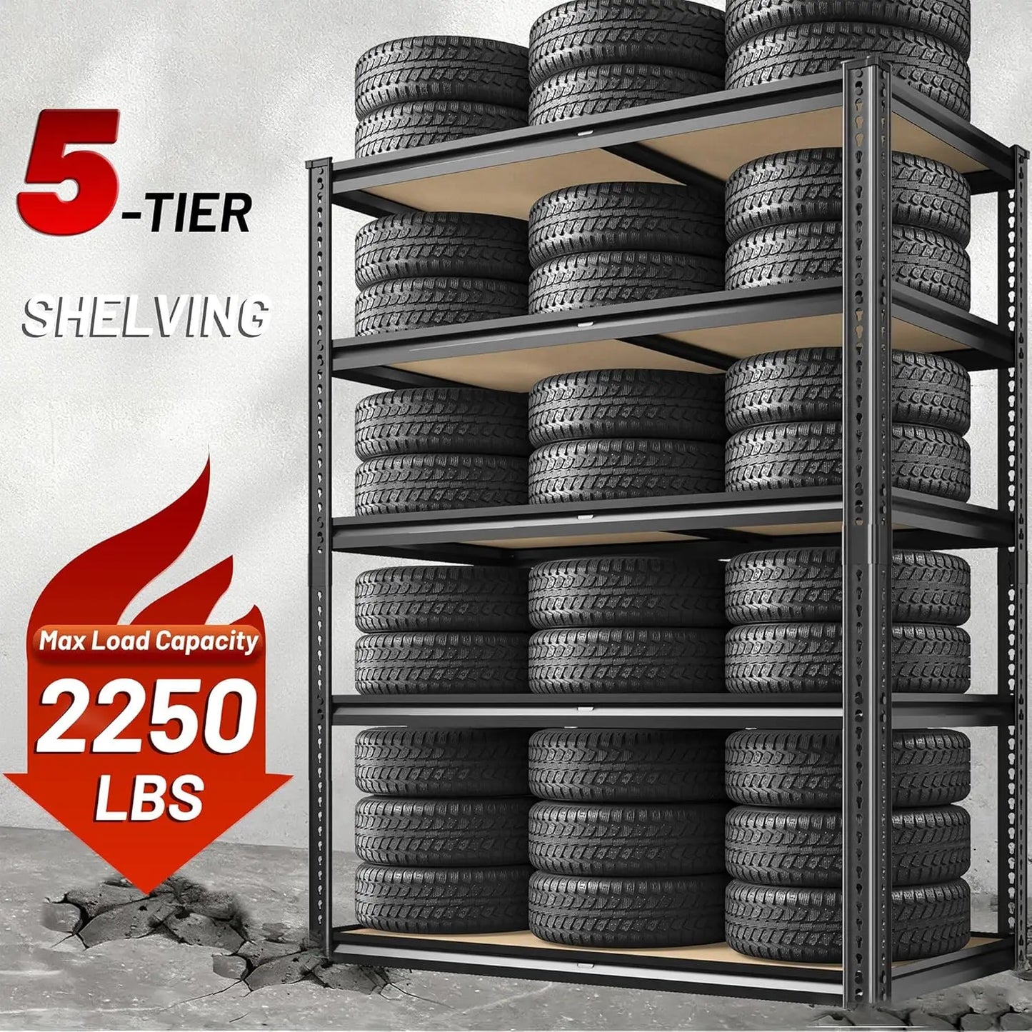 ZHILU 5 Tier Adjustable Heavy Duty Garage Shelving Unit