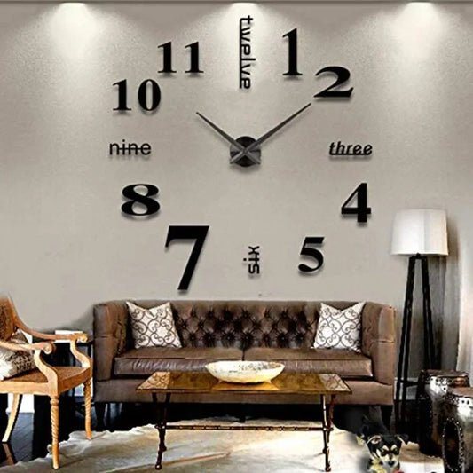 DIY Modern 3D Wall Clock With Mirror Numbers Decor