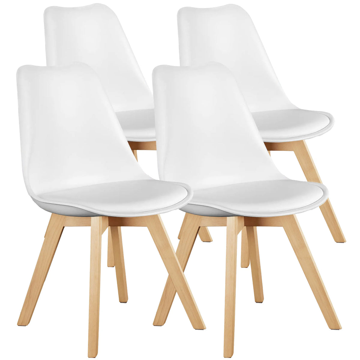 JHK PU Leather Dining Chairs Featuring Solid Wooden Legs