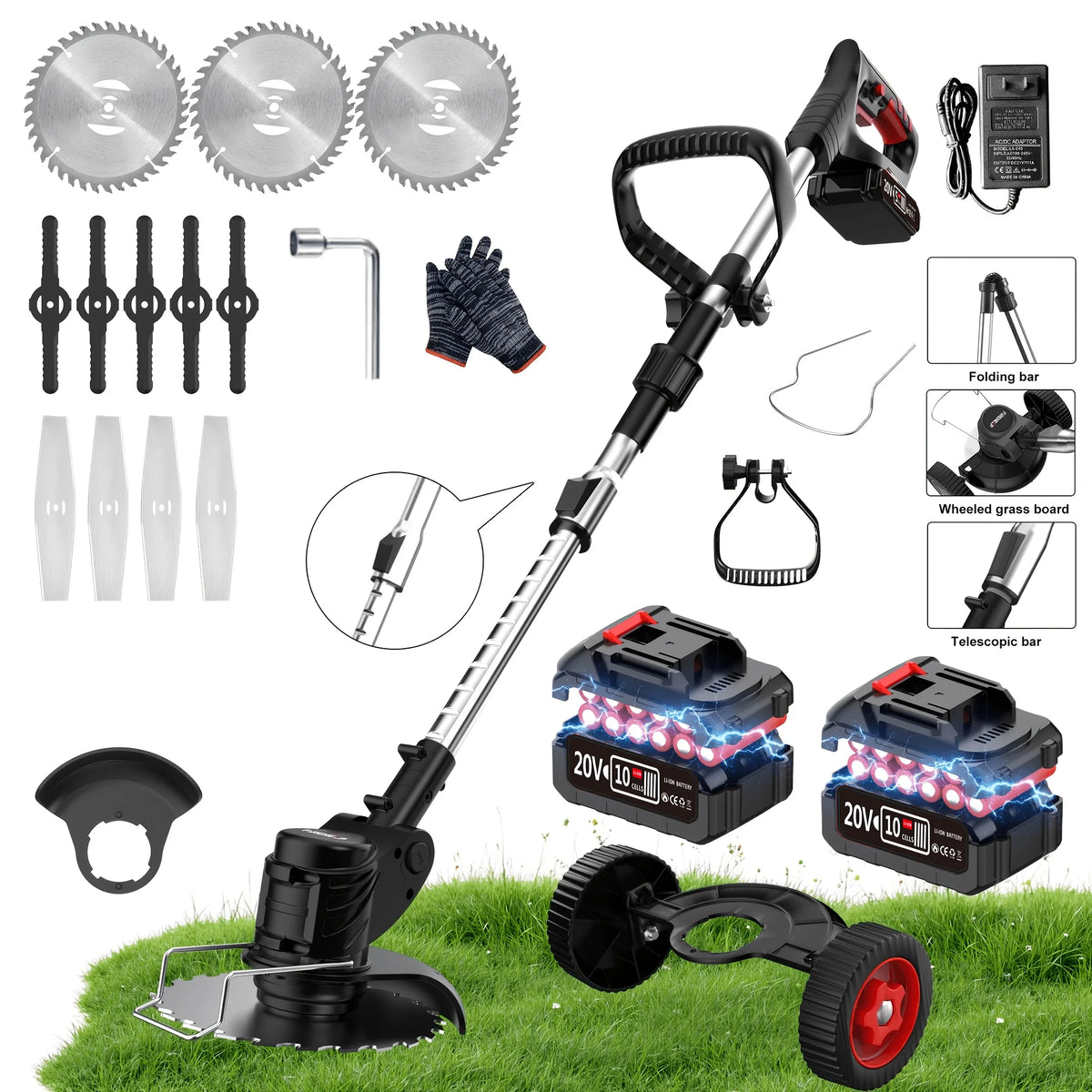 Firehelp Portable Cordless Electric Lawn Mower And Trimmer