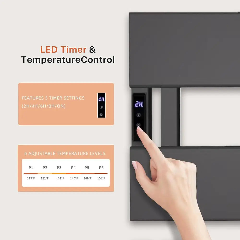 Smart Electric Heated Towel Warmer Rack Wall Mounted Timer Control