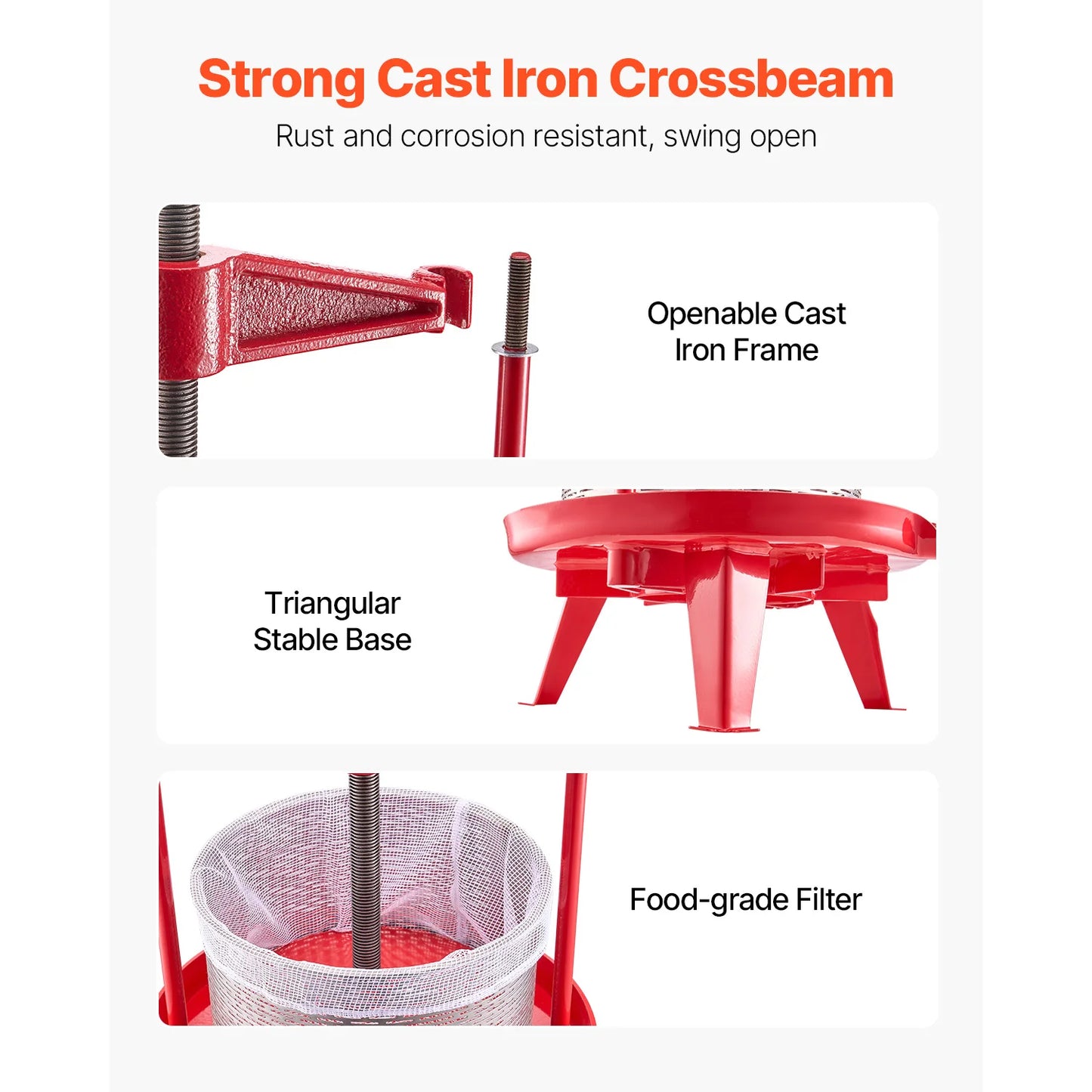 Stainless Steel Fruit Wine Press Manual With Cross Beam And Triangular Structure