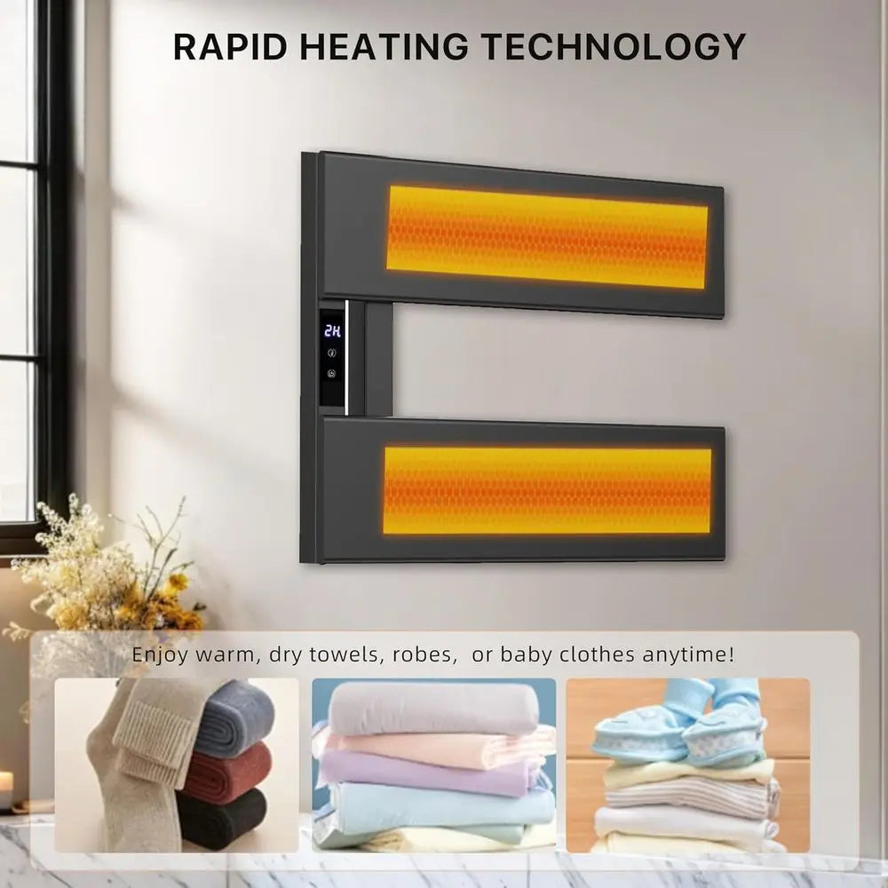 Smart Electric Heated Towel Warmer Rack Wall Mounted Timer Control