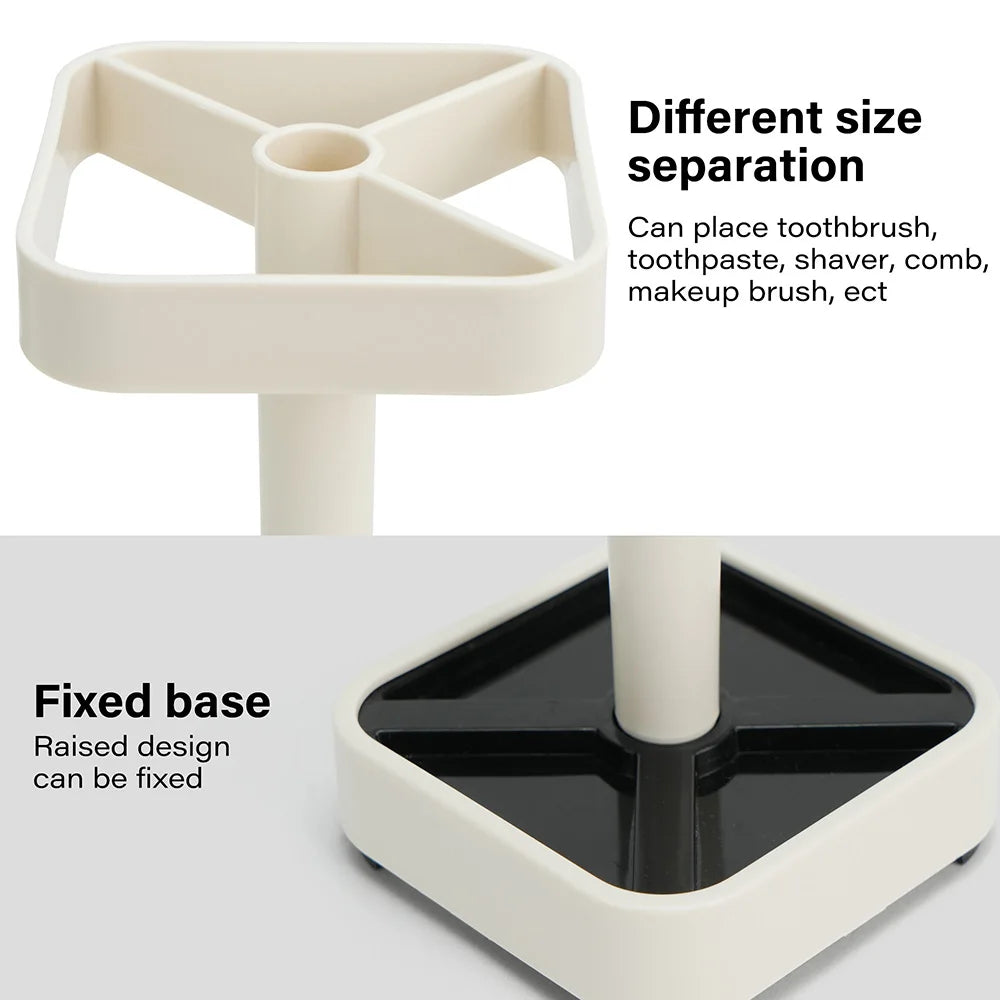 Bathroom Toothbrush Holder With Cup And Toothpaste Storage Rack Organizer